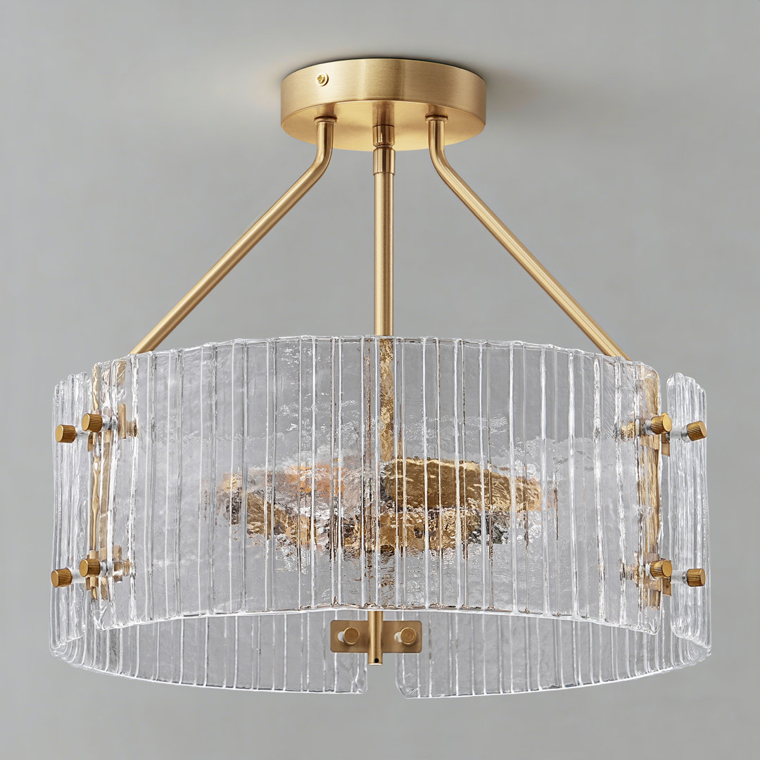 Nicola 15" Gold Semi-Flush Ceiling Light with Textured